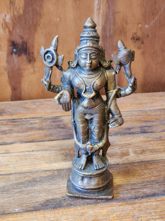 Antique Indian Hindu Bronze Figure Lakshmi