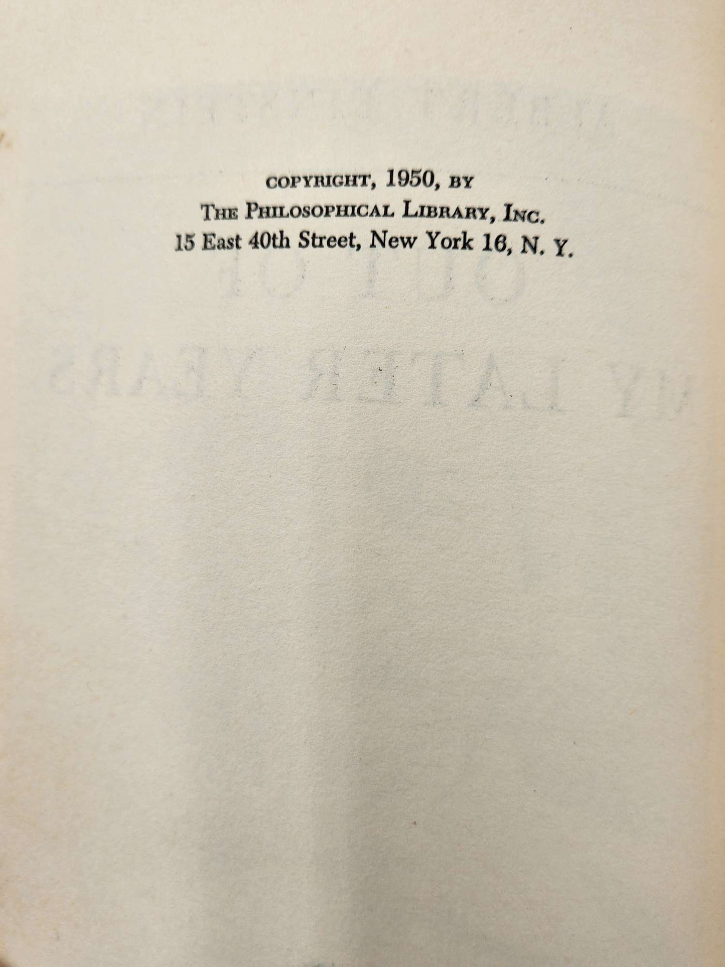 Albert Einstein, Out of my Later Years