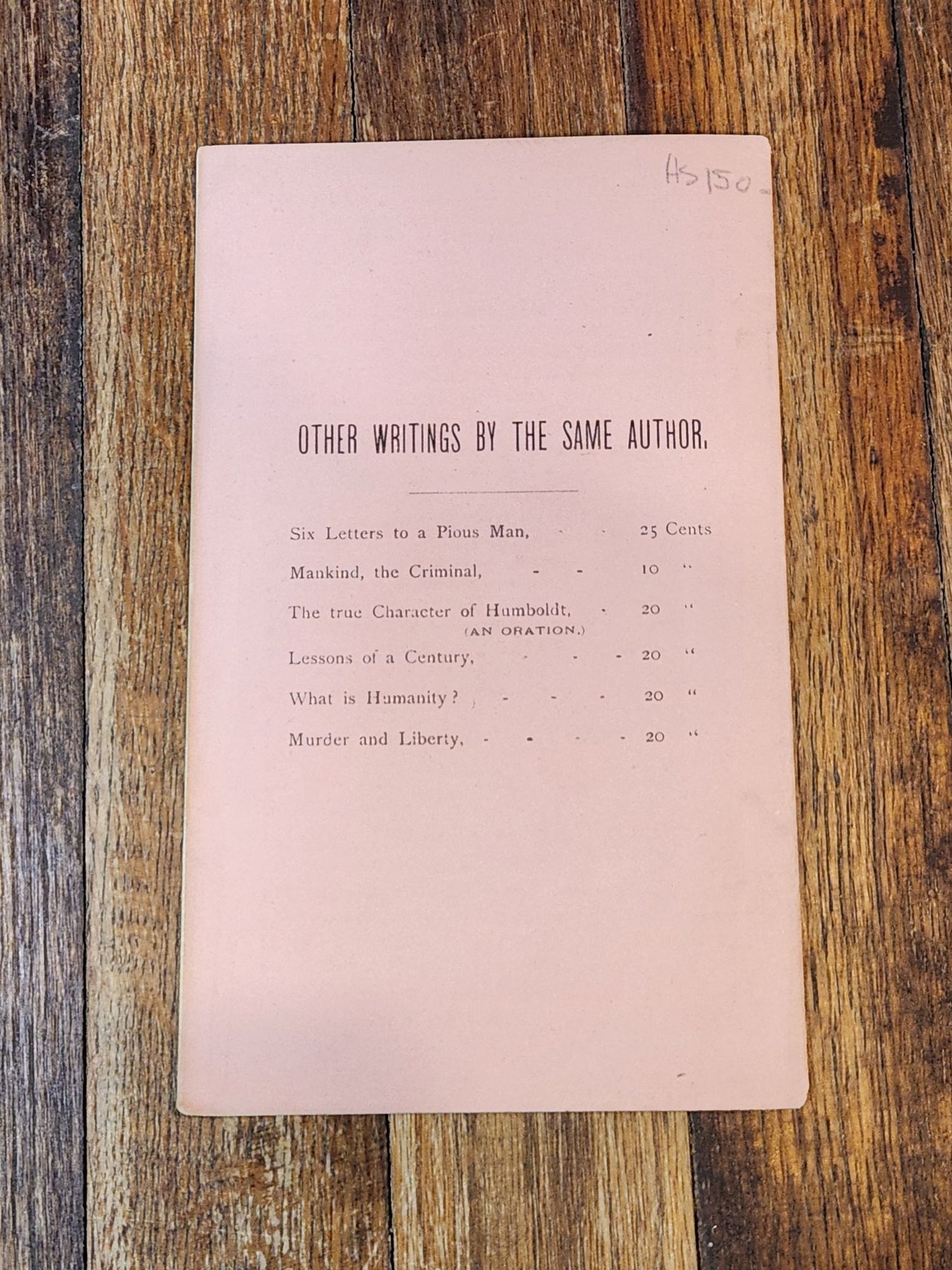 Separation of State and Church by Karl Heinzen 1882 Socialist Literature