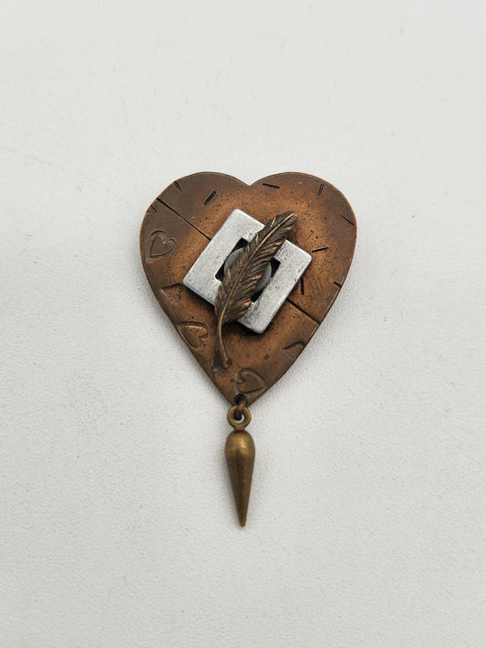 Thomas Mann Techno Romantic Heart Brooch (feather)