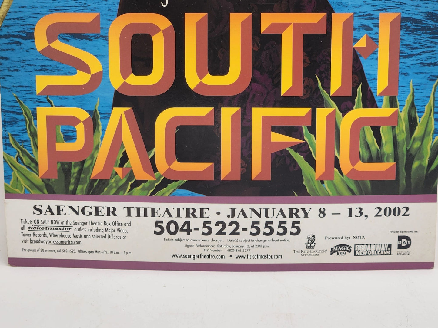 South Pacific Window Card signed by Michael Nouri and Erin Dilly Tour 2002