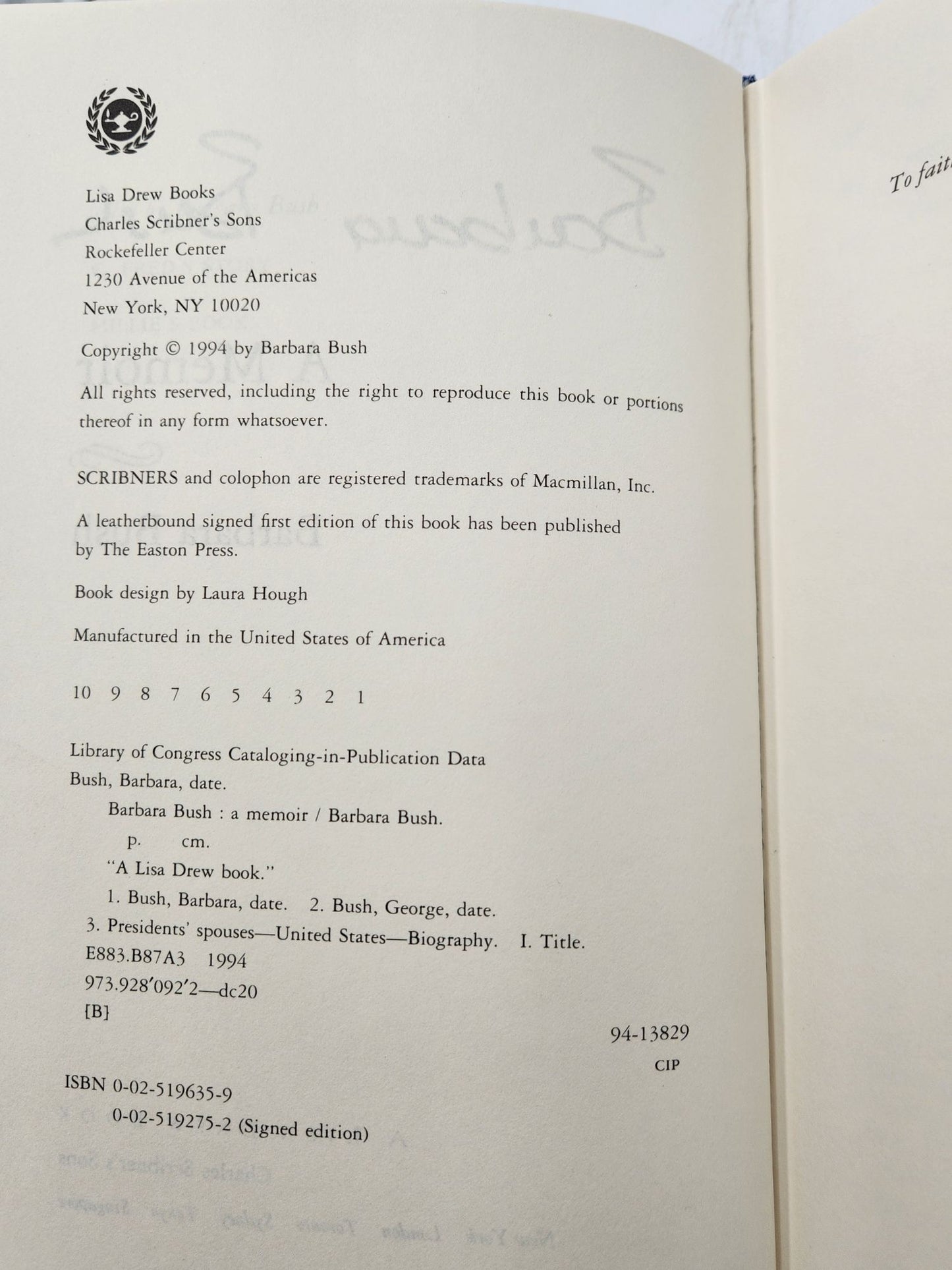 Barbara Bush a Memoir