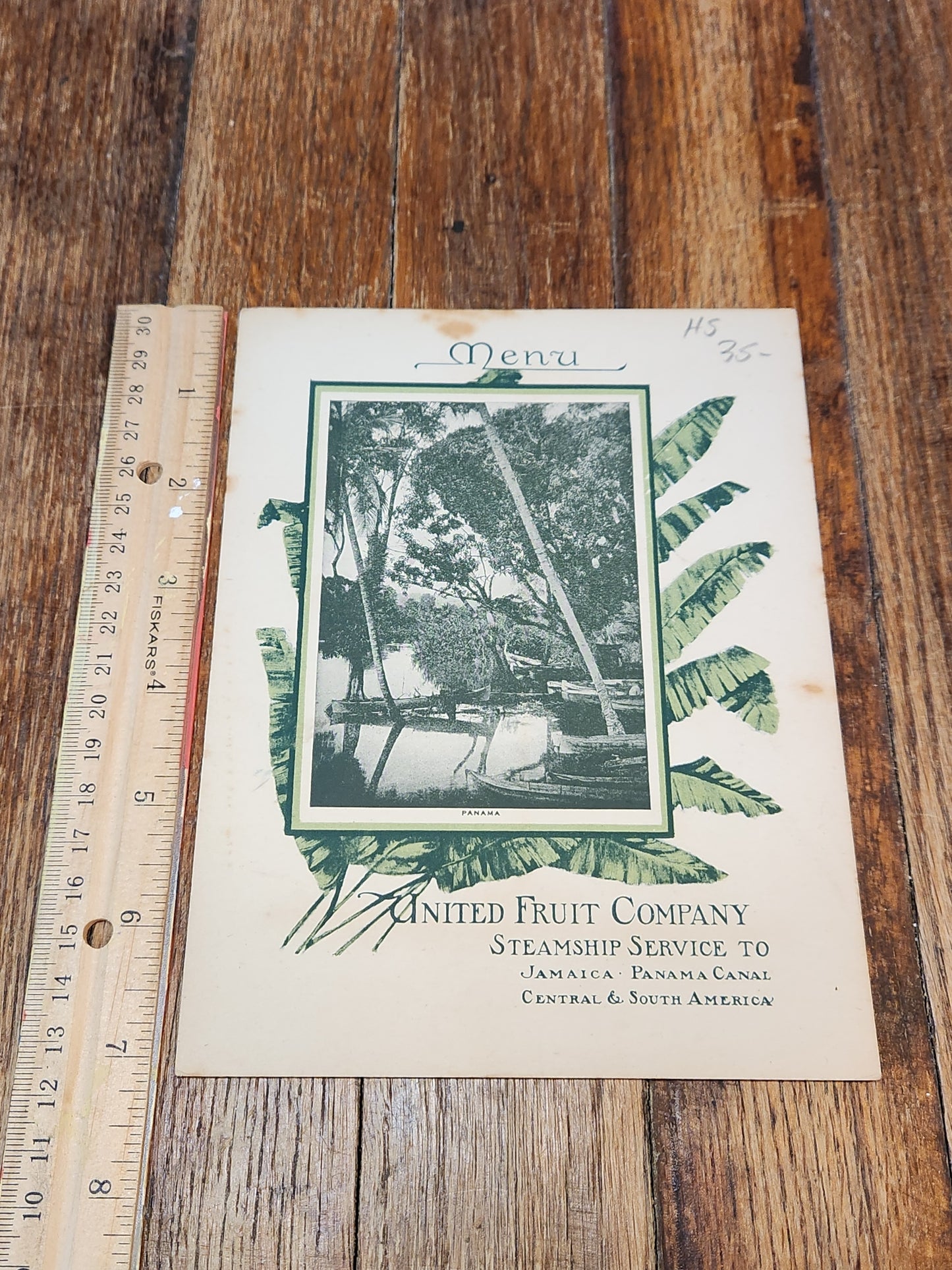 Steamship Cartago April 12 1913 United Fruit Company Menu
