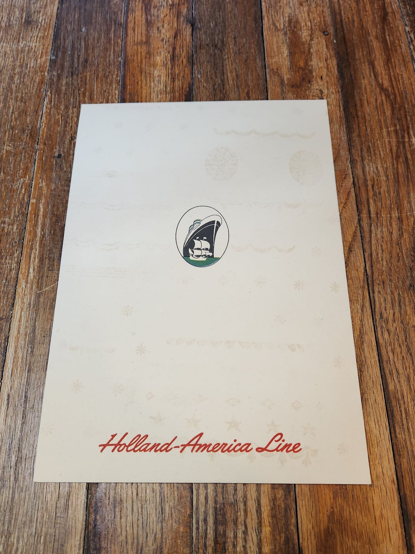 Little Dutch Boy Holland-America Line Menu