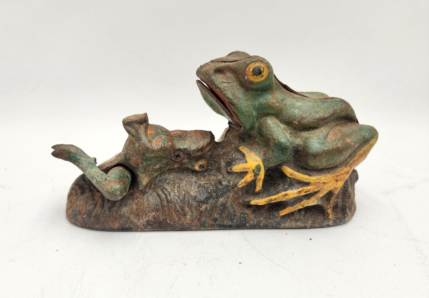 Vintage Two Frog Mechanical Cast Iron Bank