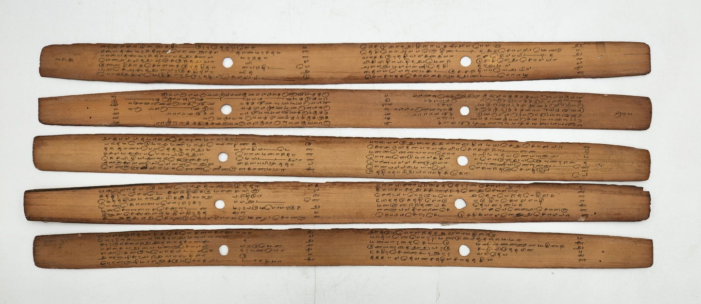 Southeast Asian Palm Manuscript - 5 Leaves with Writing on Both Sides