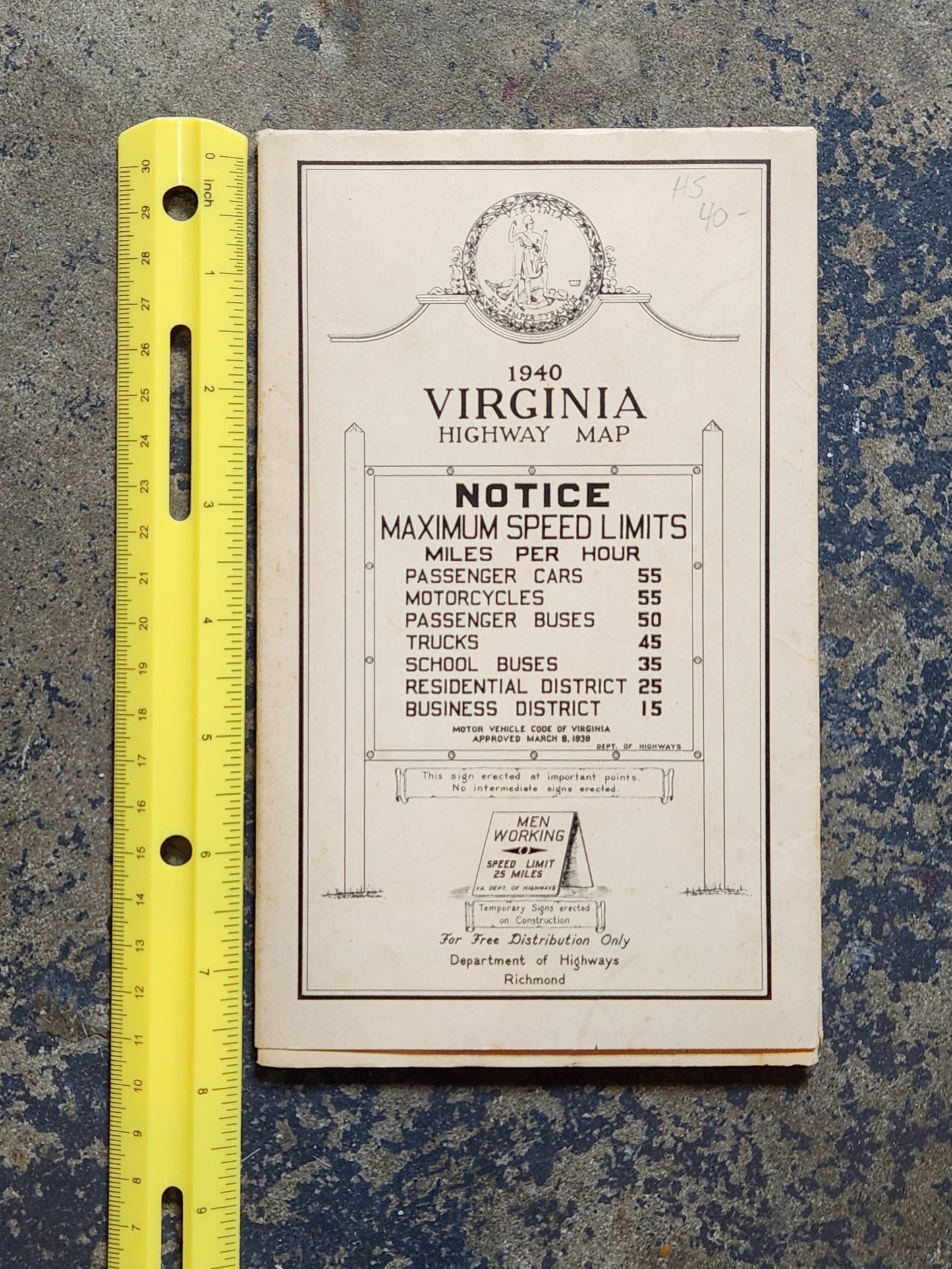 1940 Virginia State Highway Map – Department of Highways Richmond – Vintage Road Map