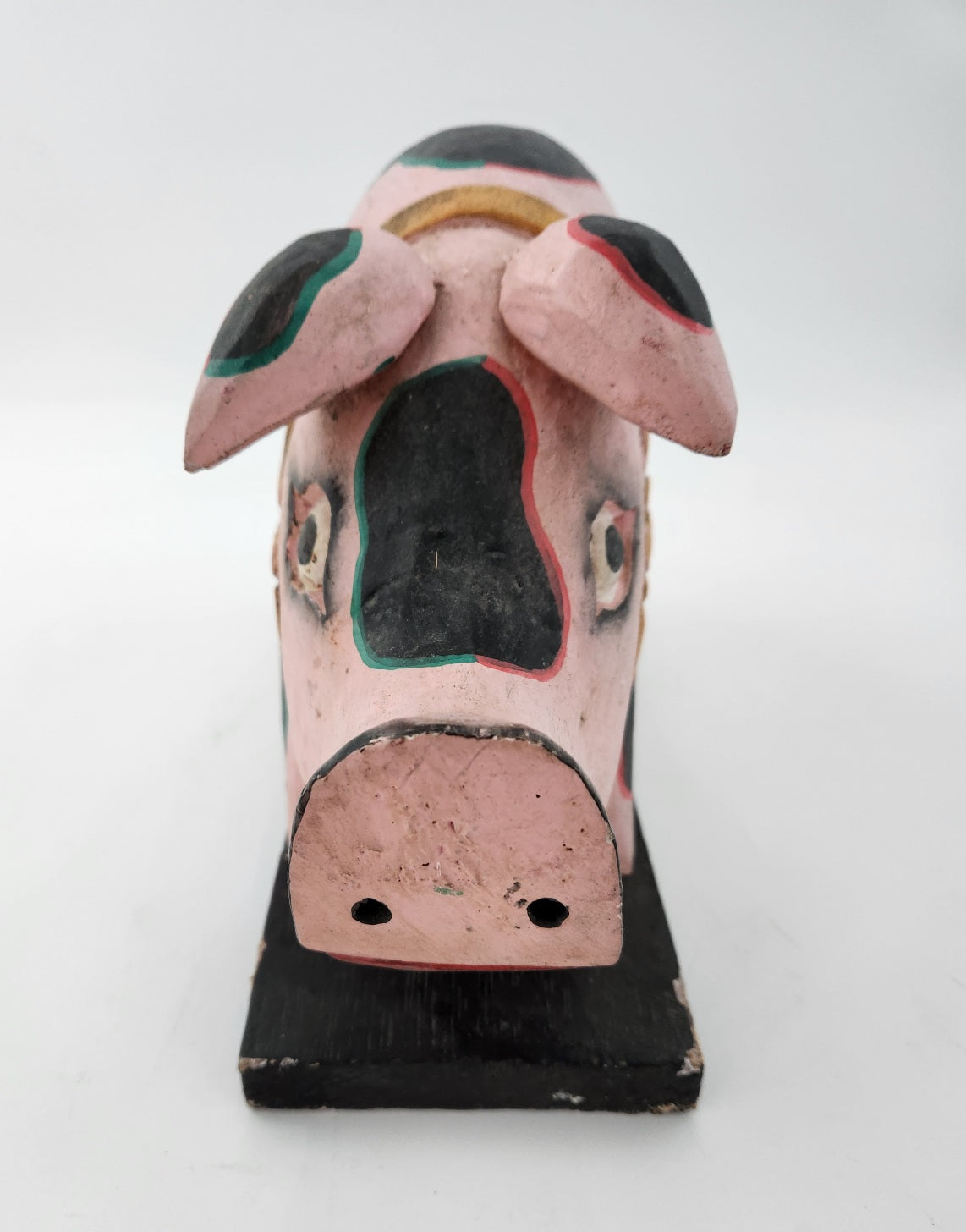 Folk art wood carved pig