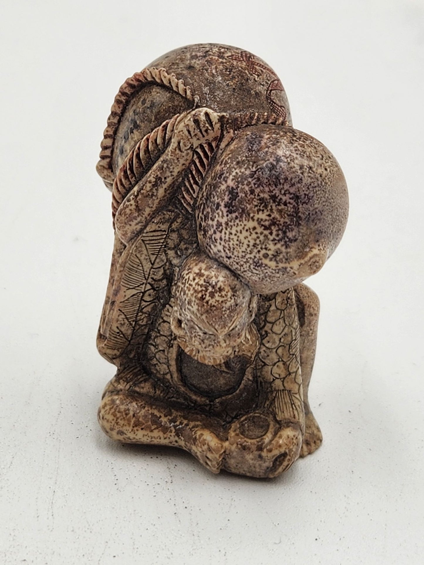 Vintage Netsuke Figurine 03 -Old Man with Sake Barrel