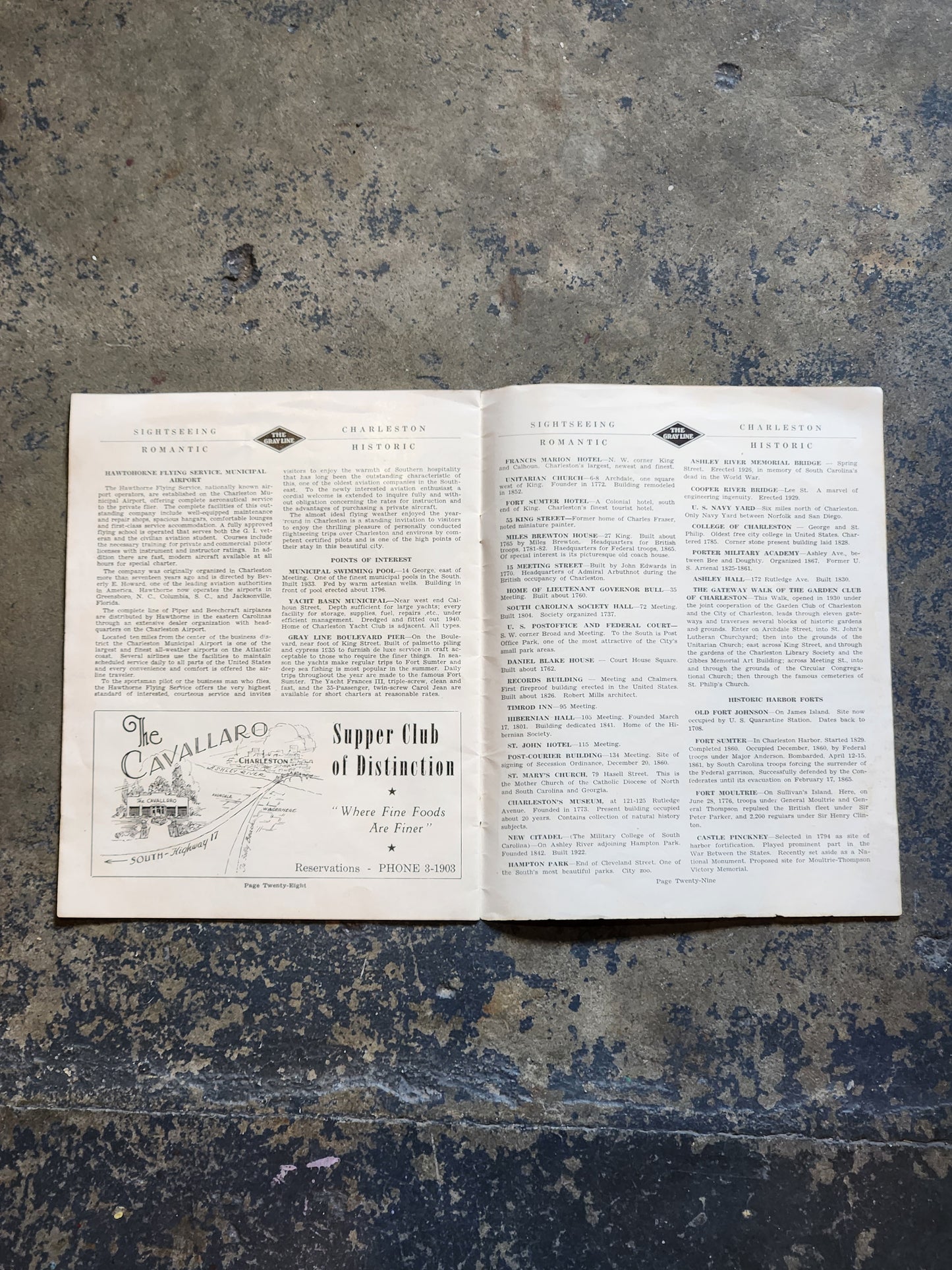 Vintage 1947–1948 Charleston SC Gray Line Tours Travel Guide Booklet w/ Map & Ads