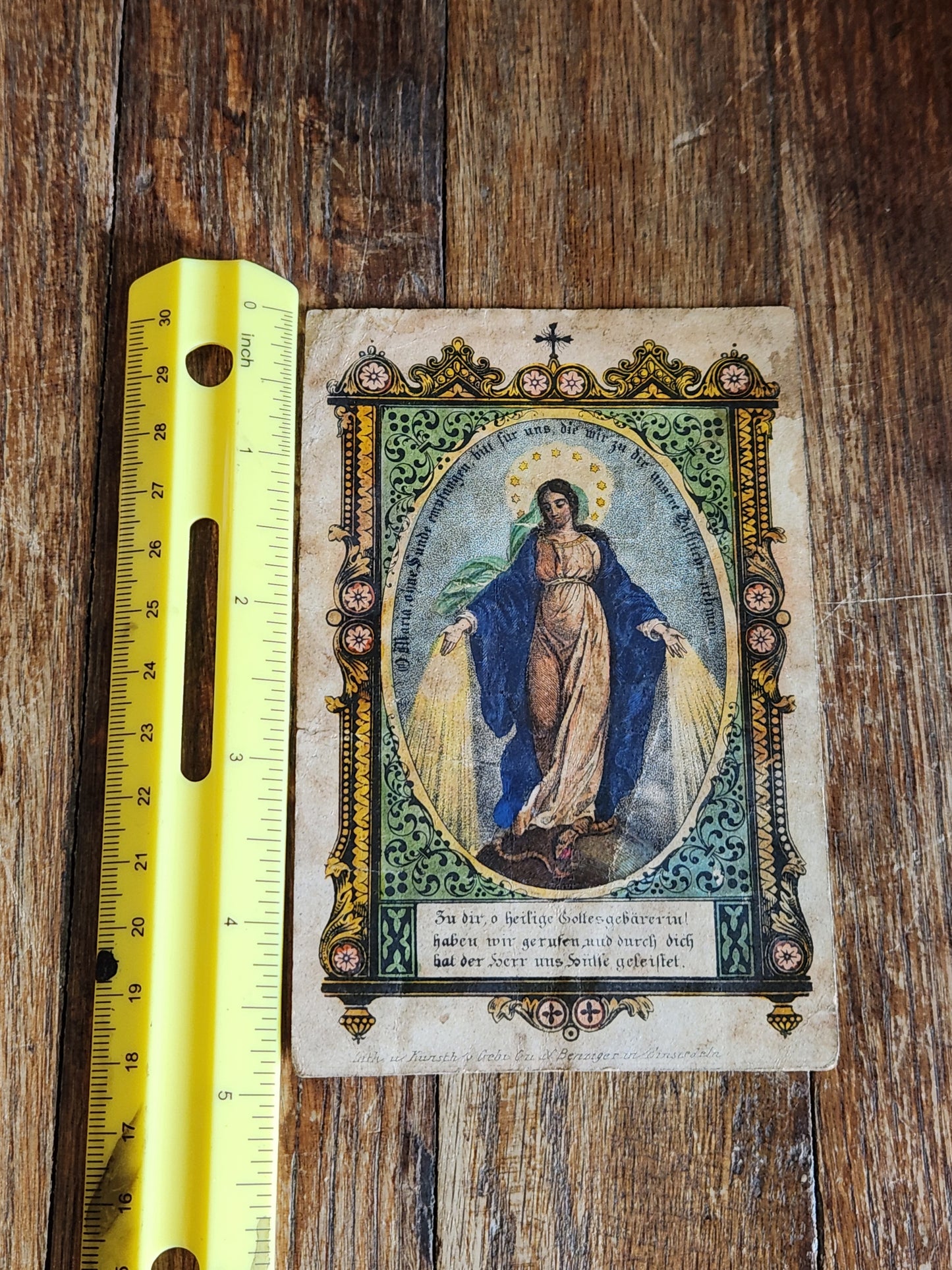 Antique German Catholic Holy Card Immaculate Conception St Bernard c.1870