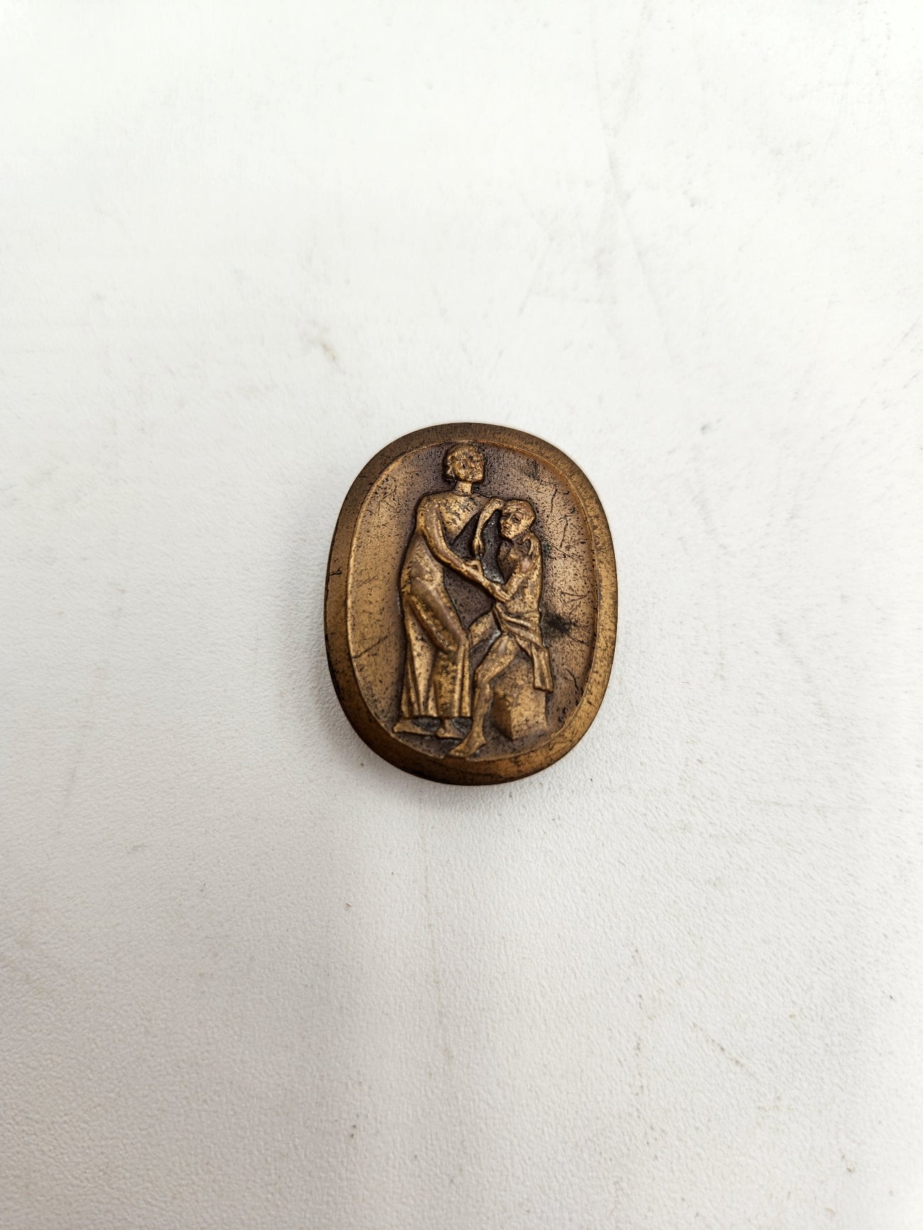 Vintage Swiss bronze Huguenin Le Locle brooch, Huguenin Le Locle
