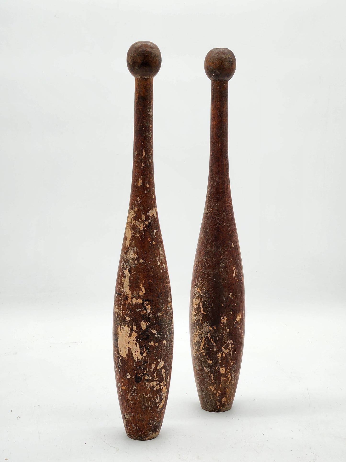 Antique Wooden Indian Clubs Pair 1800s–Early 1900s Vintage Gym Exercise Weights