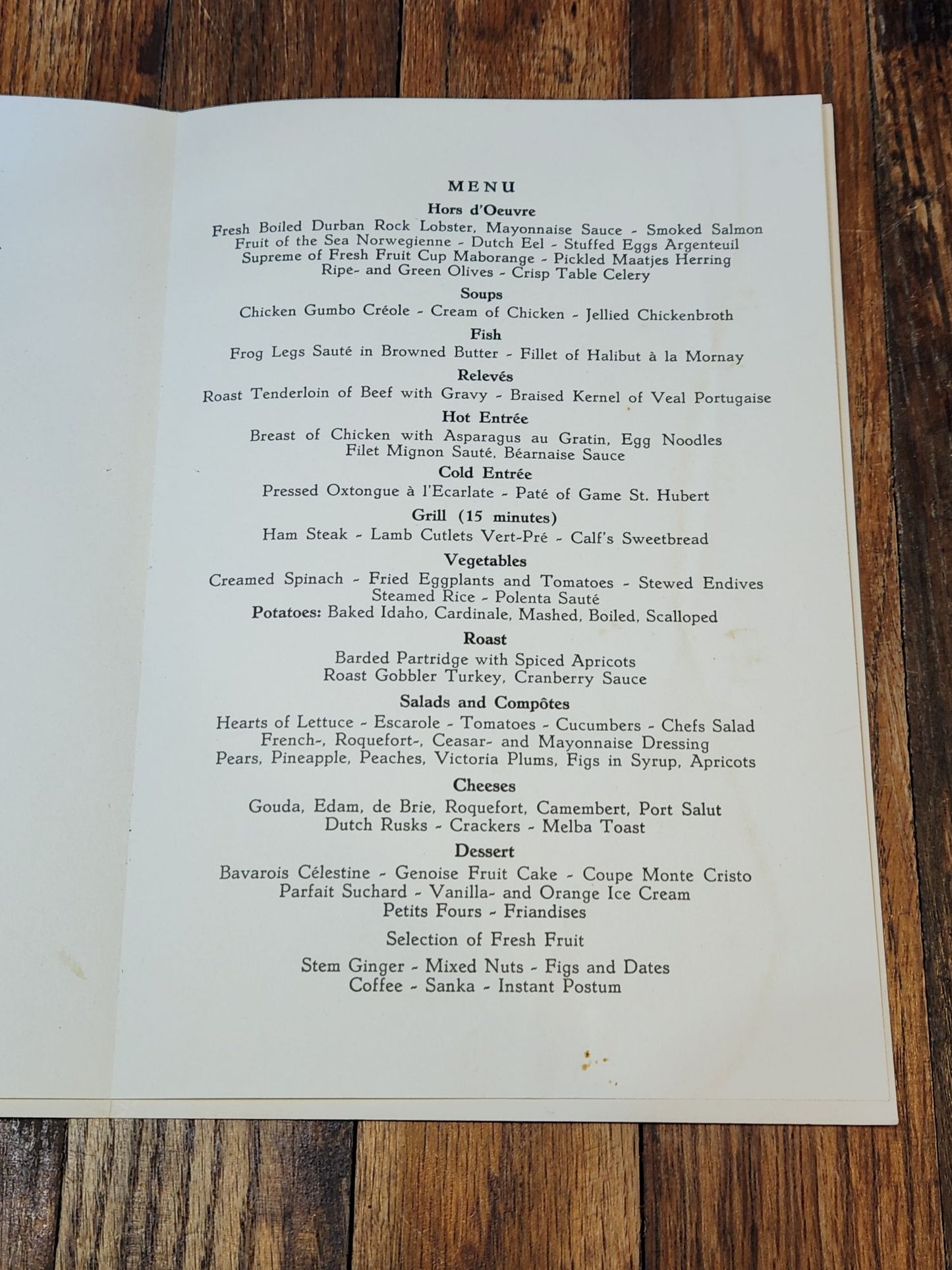 Lincoln's Birthday Dinner Menu 1958