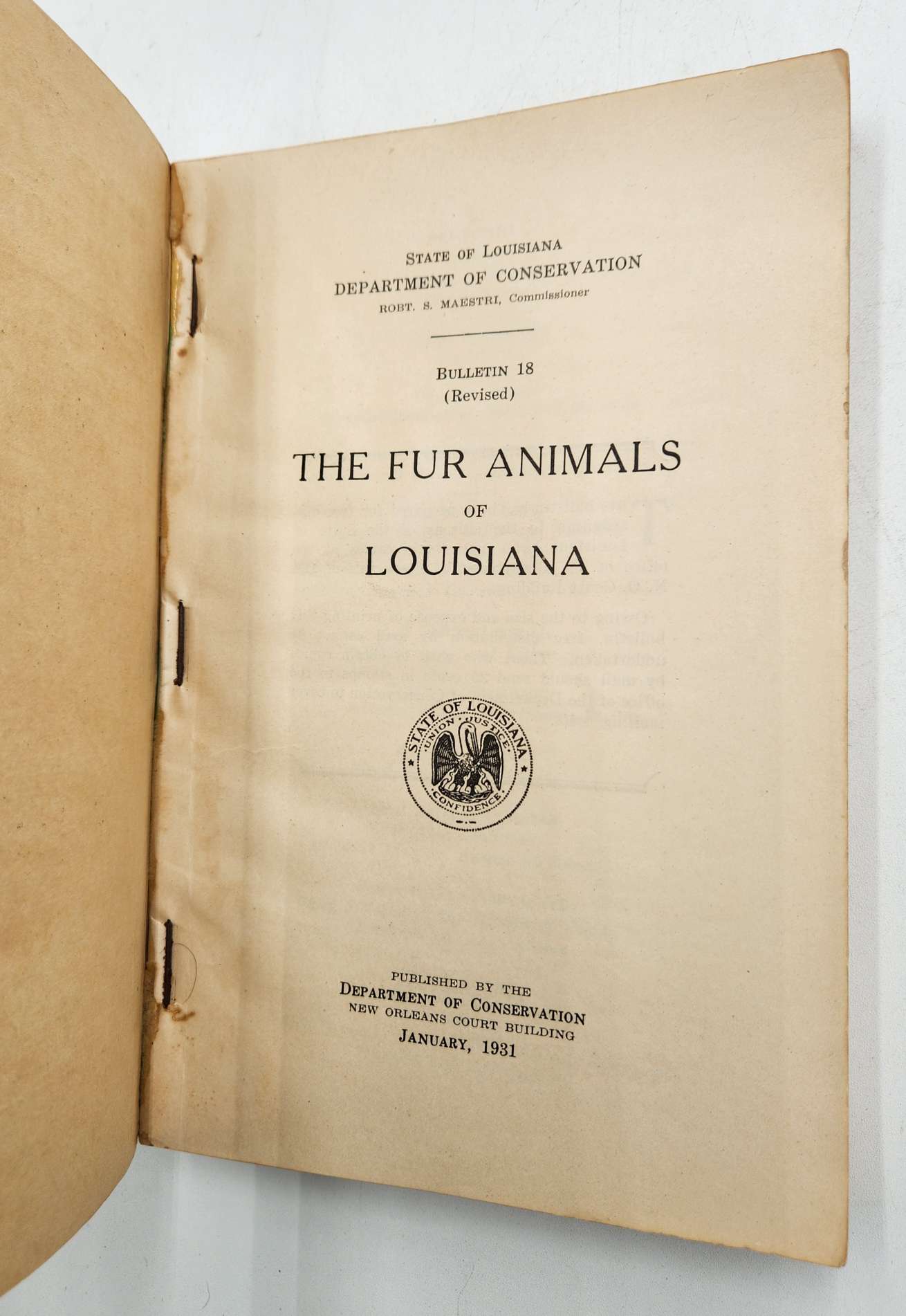 The Fur Animals of Louisiana - Bulletin No. 18, 1931