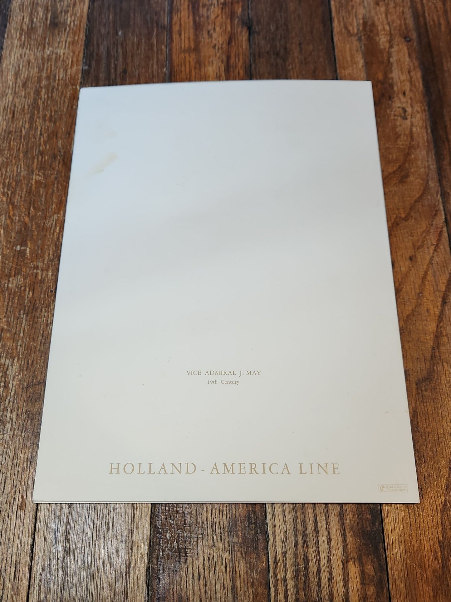 Vice Admiral J. May Holland-America Line Menu