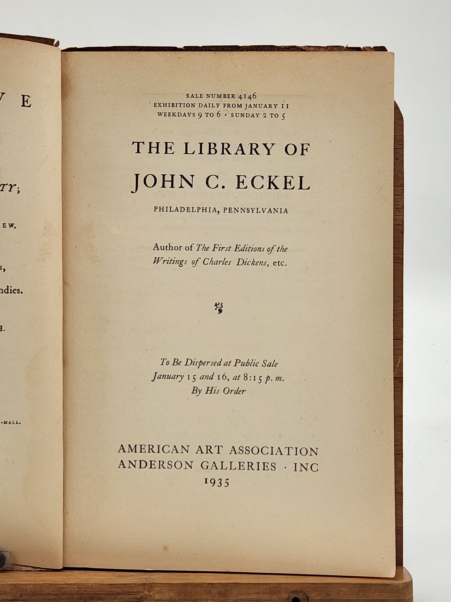 1935 Auction Catalog – The Library of John C. Eckel (Philadelphia, PA) – American Art Association Anderson Galleries – Rare Book Collector Ephemera