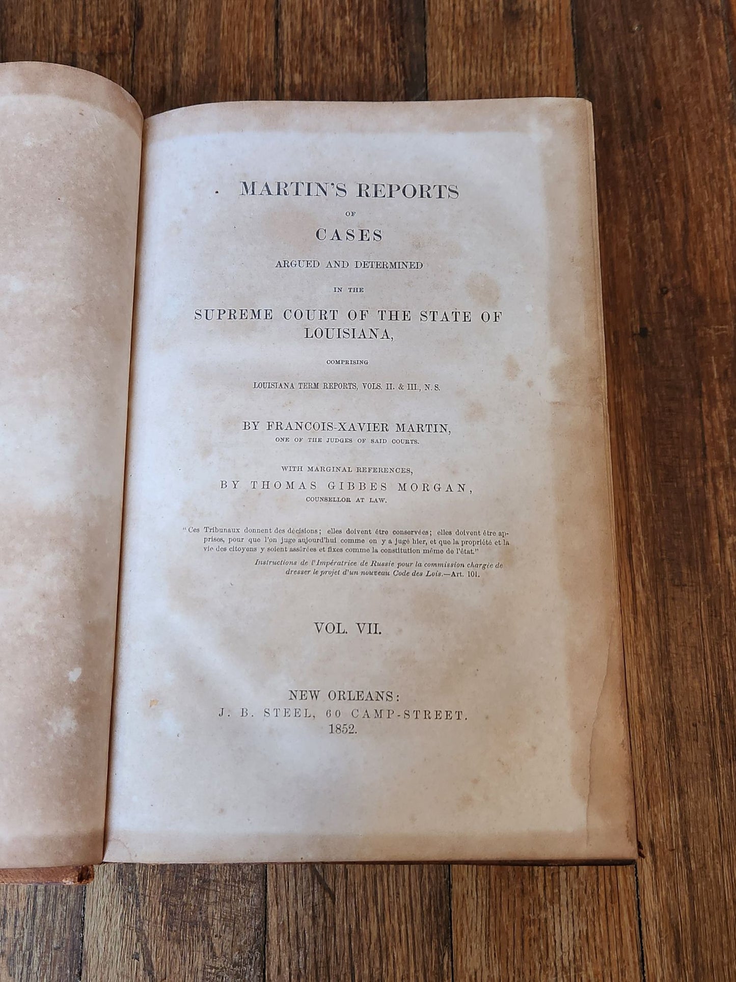 Martin's Reports of Cases Argued and Determined in the Supreme Court of the State of Louisiana