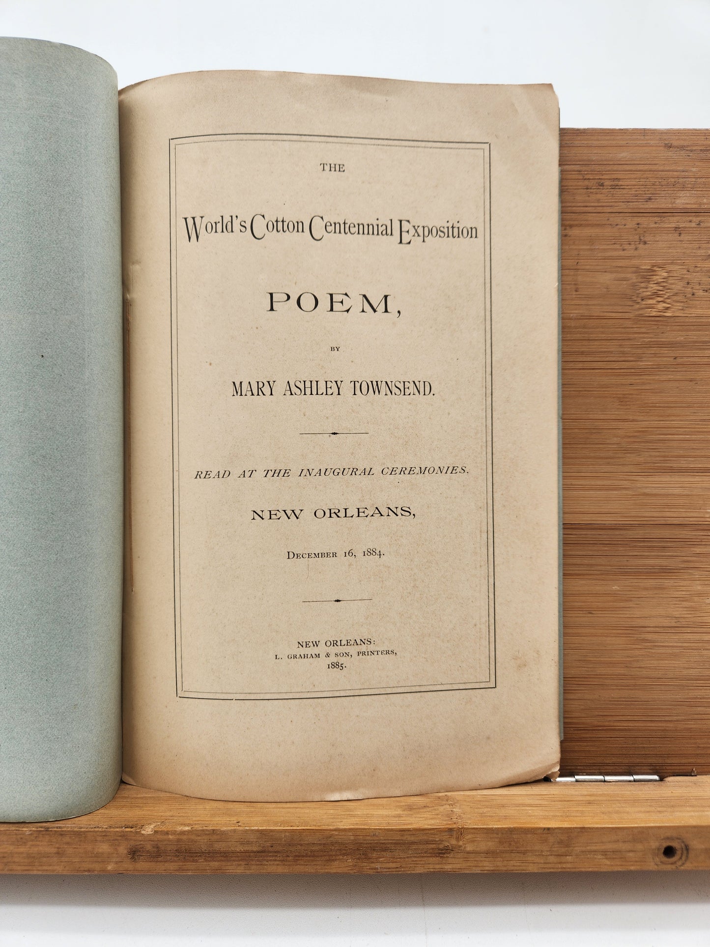 1885 World's Cotton Centennial Exposition Poem – Mary Ashley Townsend – New Orleans World's Fair 1884