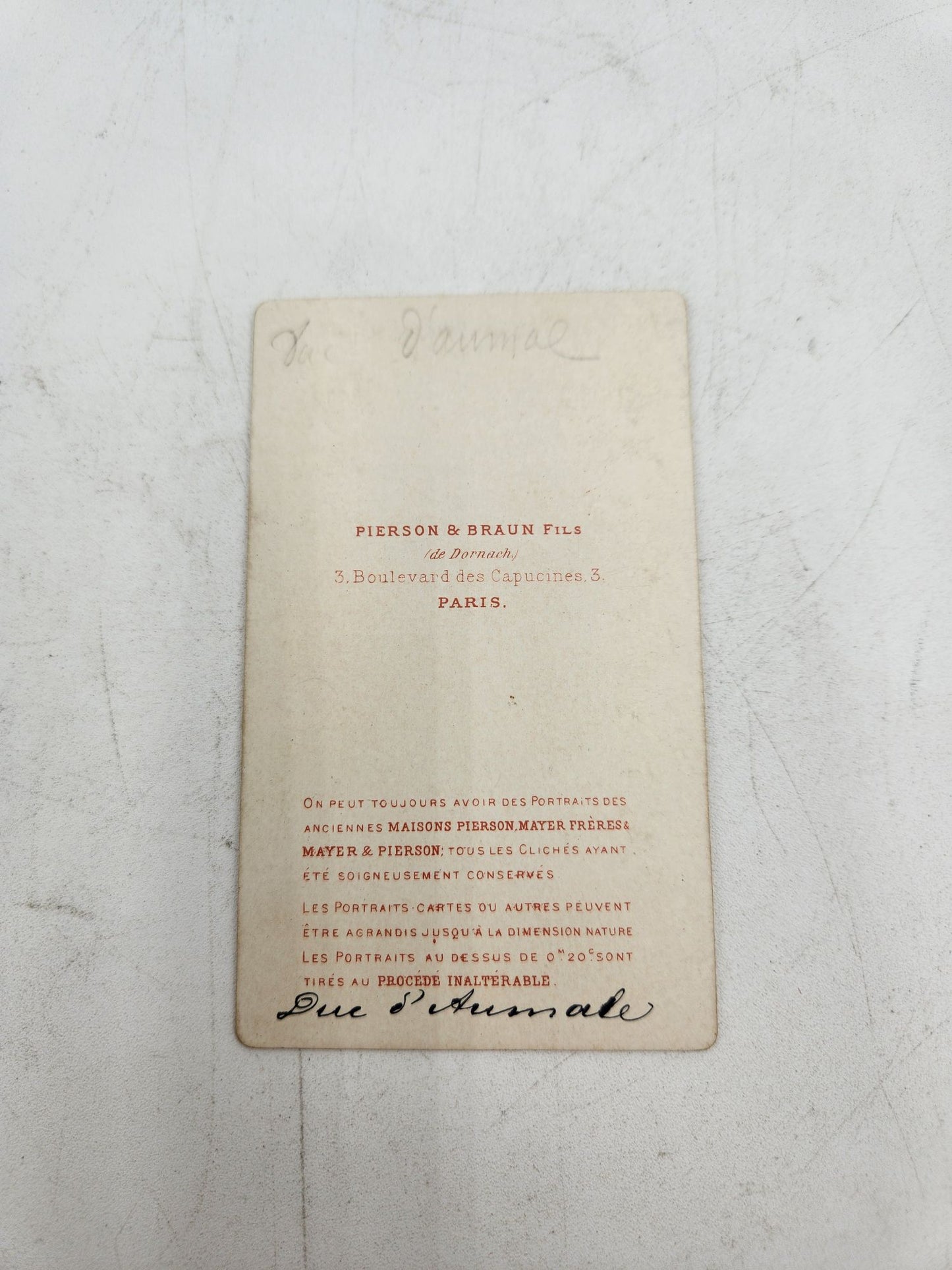CDV Duke of Aumale Orleans France