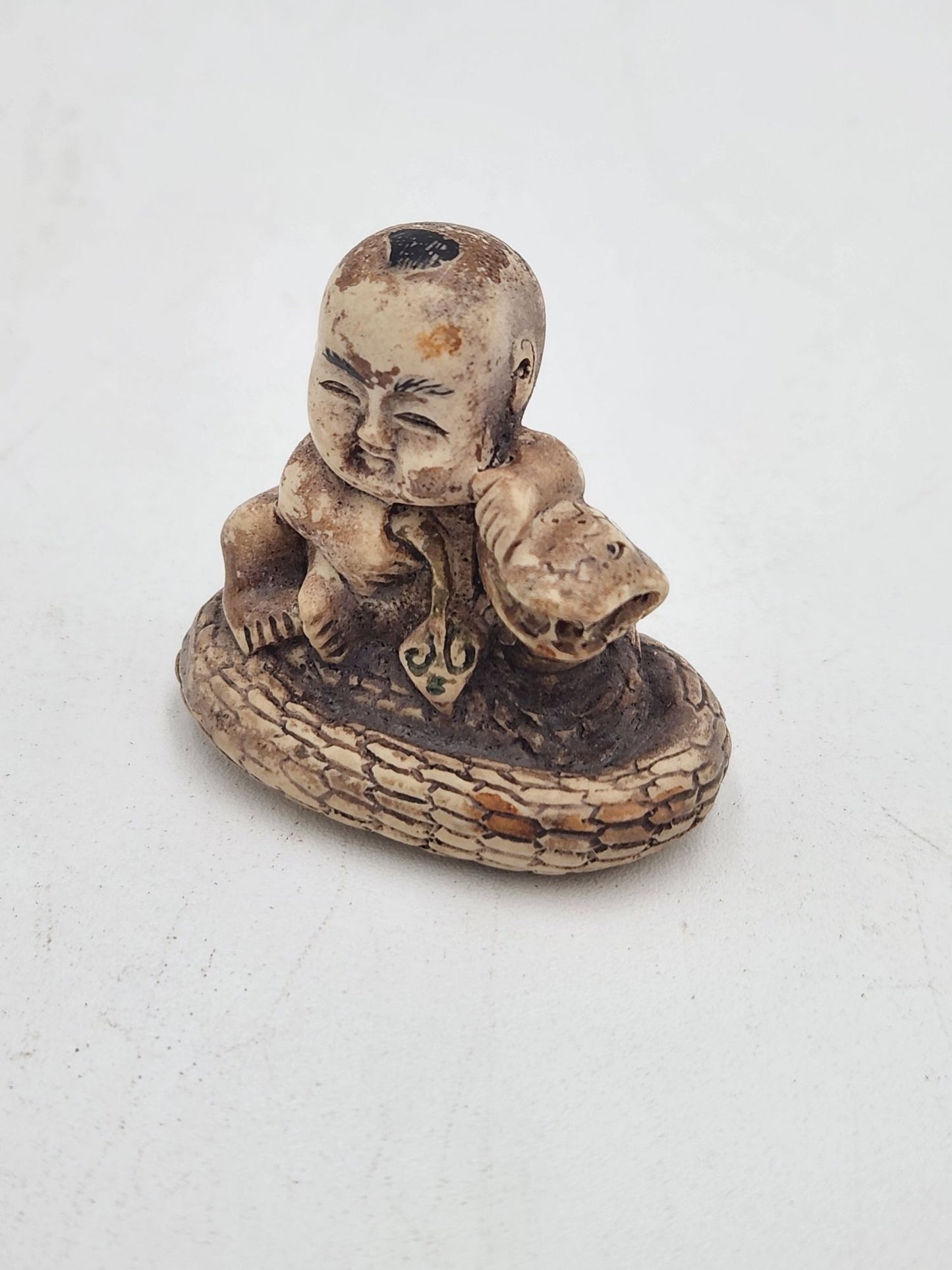 Vintage Netsuke Figurine 14 - Boy with a Snake