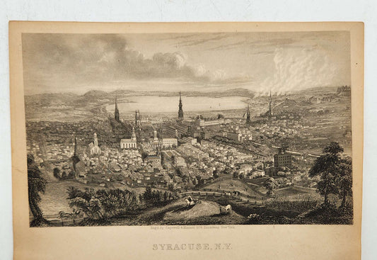c1853 Letter Sheet: Bird's Eye View of Syracuse, New York by Charles Magnus