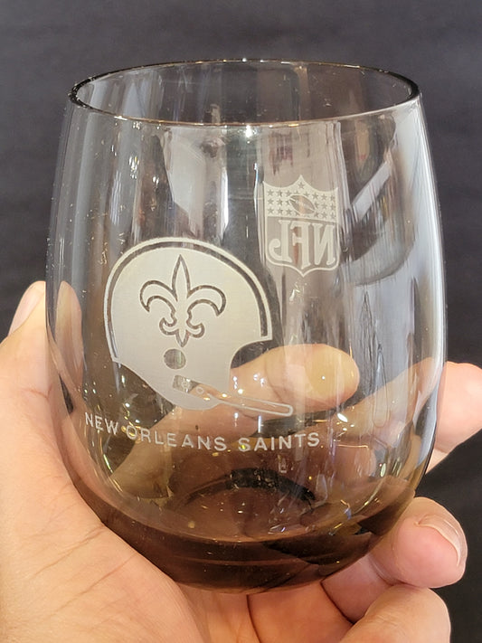 Set of 3 Vintage NFL New Orleans Saints Smoked Glass - Rocks Whiskey Glasses