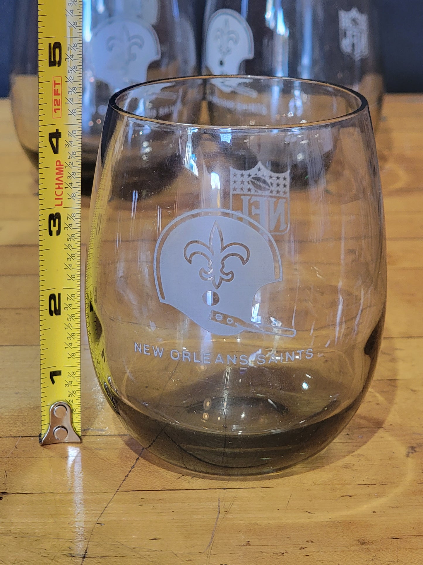 Set of 3 Vintage NFL New Orleans Saints Smoked Glass - Rocks Whiskey Glasses