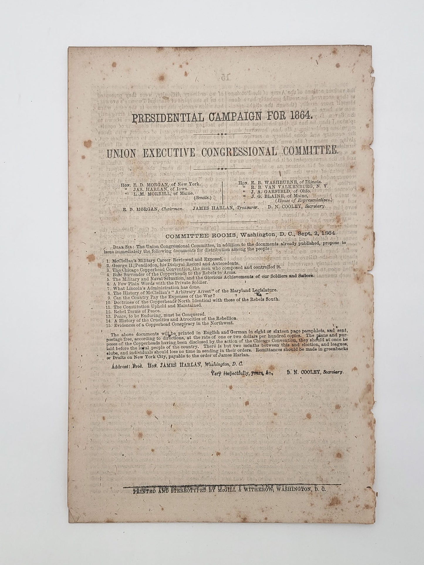 1864 Union Presidential Campaign &amp; Documents Peninsular Campaign and it's Antecedents