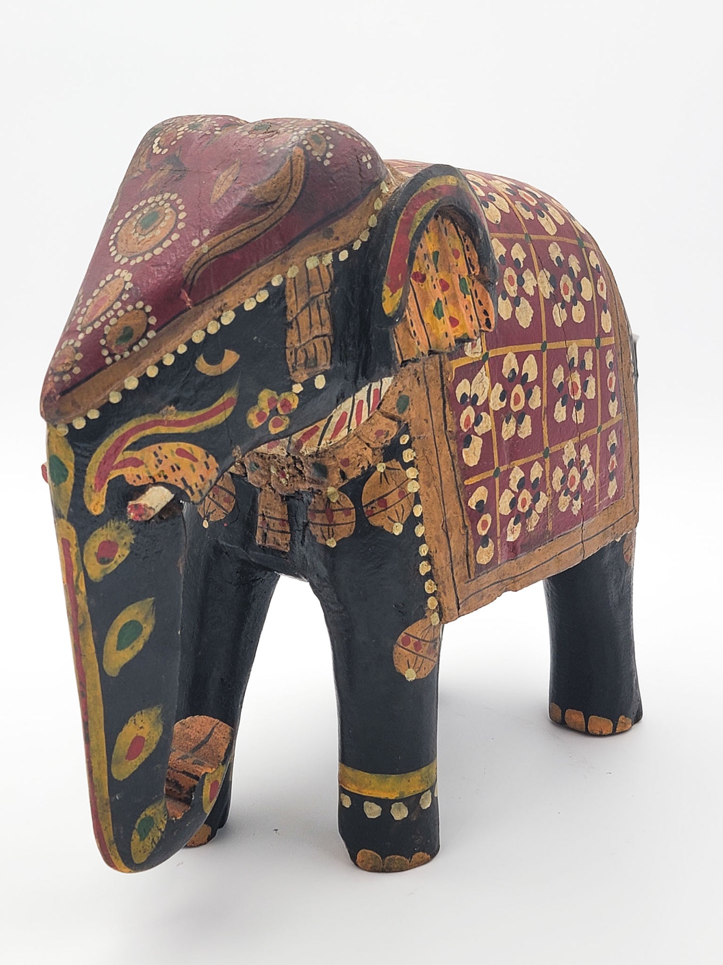 Hand Carved and Painted Vintage Elephant