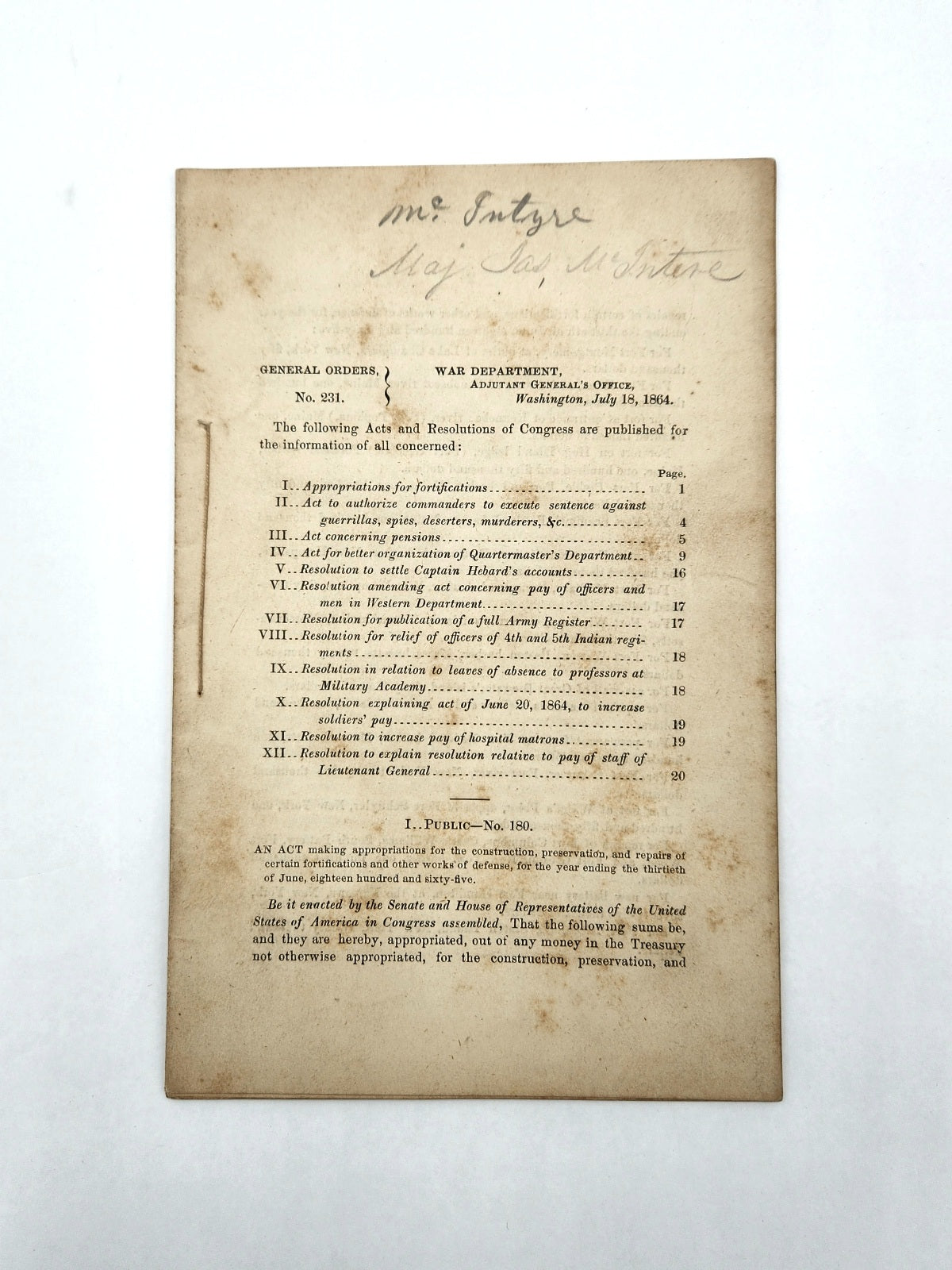 War Department General Orders No. 231