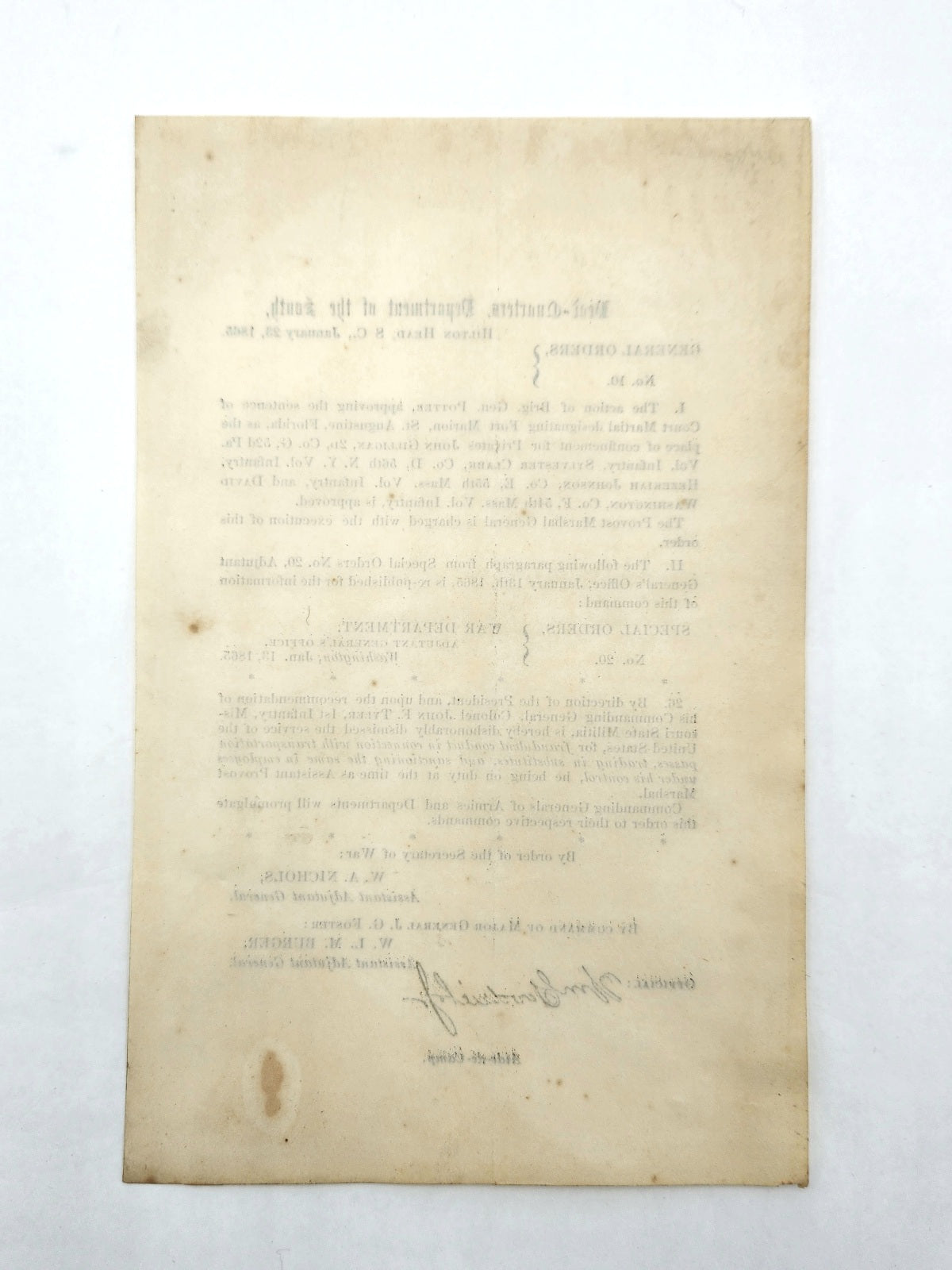 Headquarters, Dept. Of The South General Orders No. 10