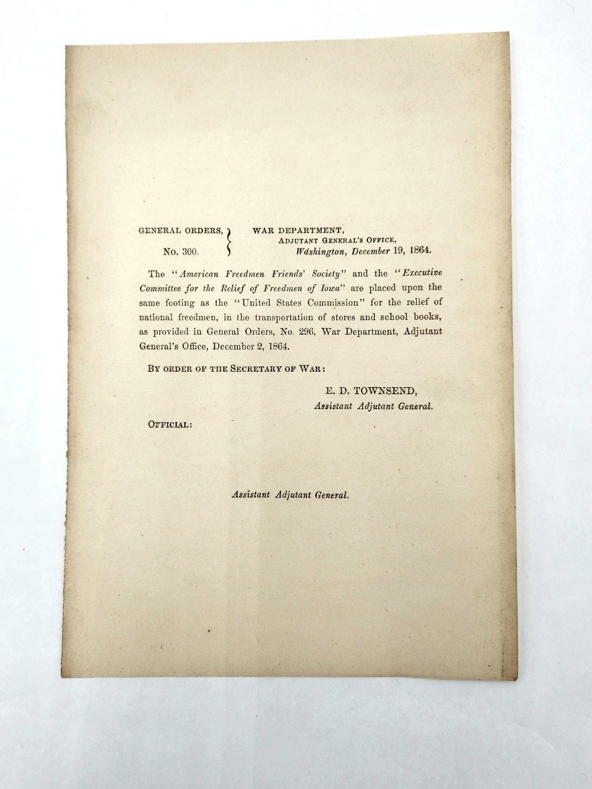 War Dept. General Order No. 300