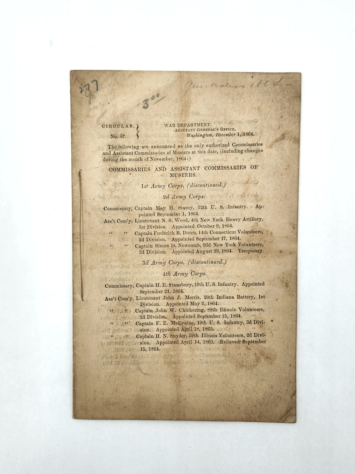 War Dept. Circular no. 87