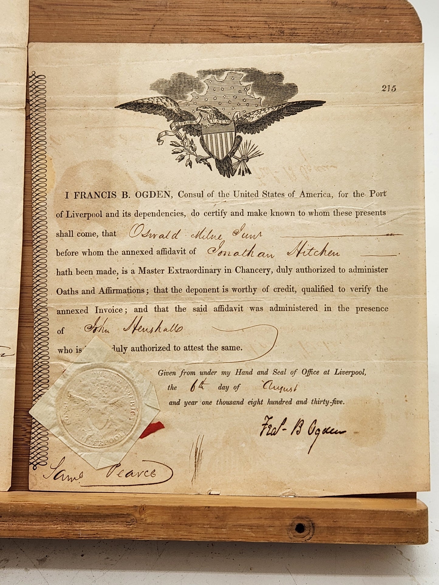 1830s trade-related legal documents signed by Francis B. Ogden
