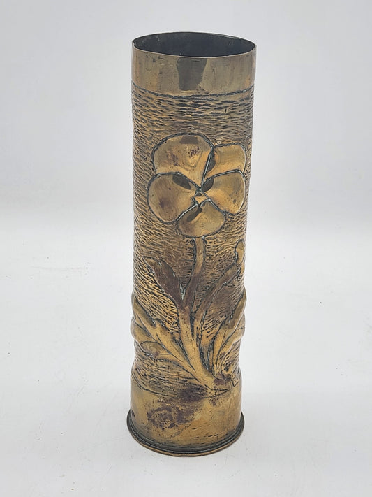 WWI World War 1 Trench Art Vase Made Out of a 75MM Field Cannon Shell