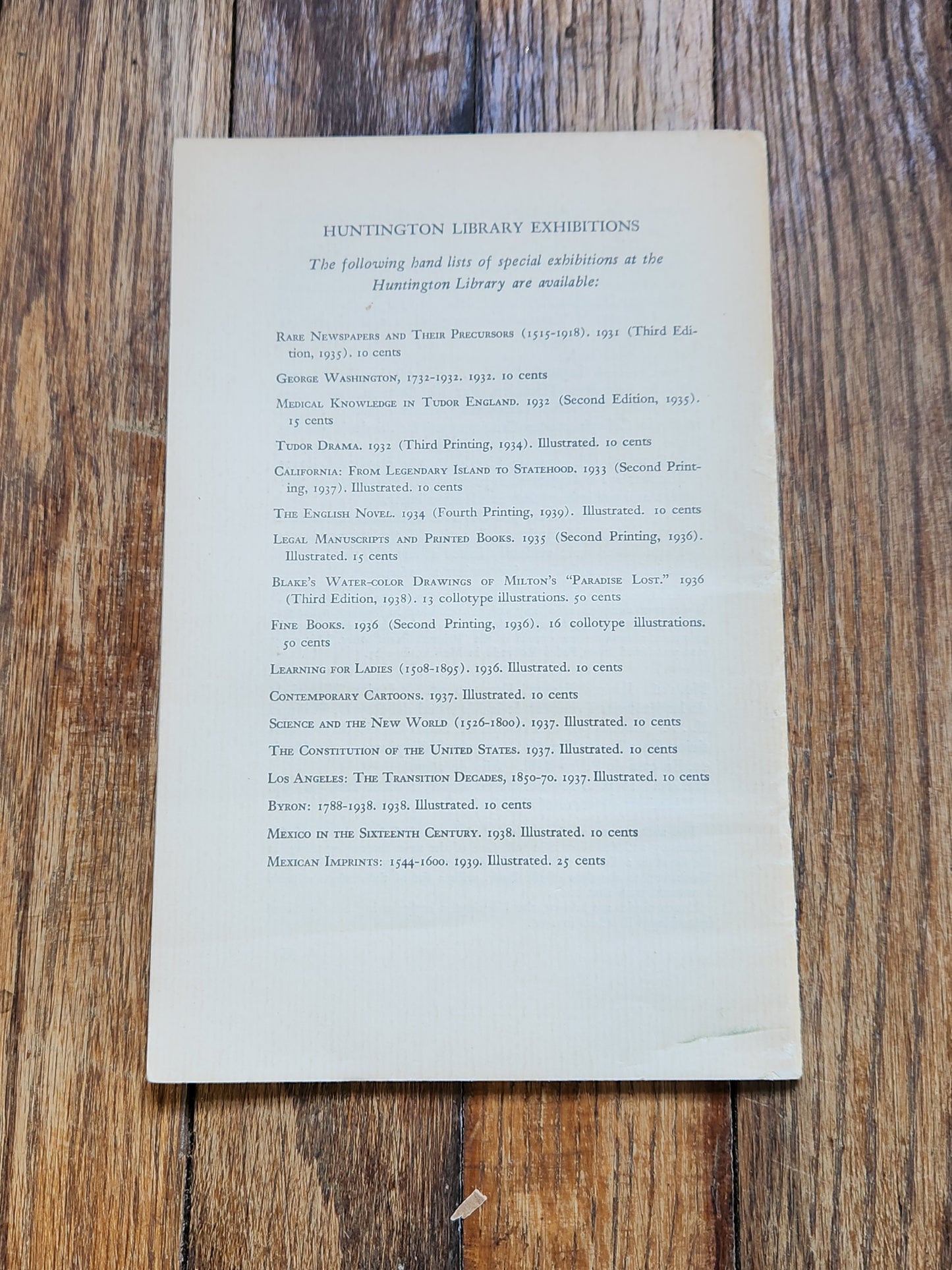 Mexican Imprints 1544–1600 Exhibition Catalog Henry R. Wagner Huntington Library 1939 Ward Ritchie Press