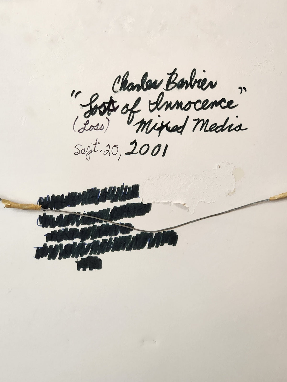 Loss of Innocence by Charles Barbier (signed 9 days after 9/11/2001), Mixed Media
