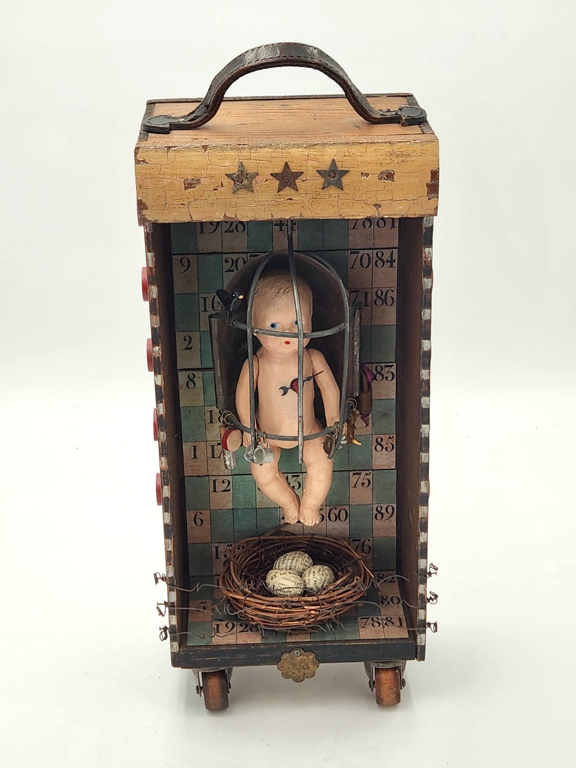 Baby in a Birdcage Assemblage Art