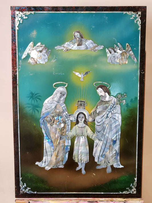 Vintage Lacquer, Mother of Pearl Holy Family