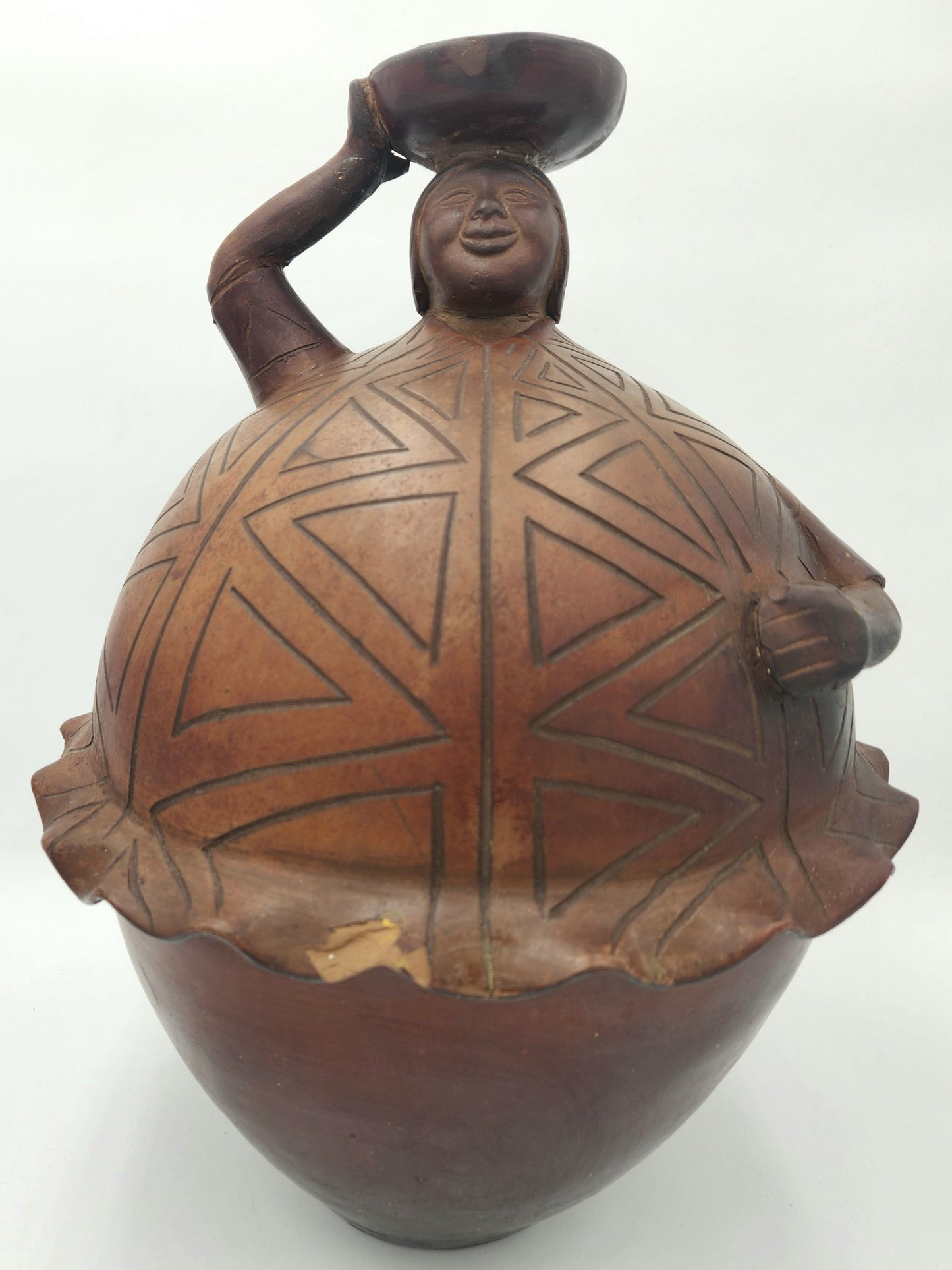 Rotund Woman With Fruit on Her Head By Manuel Adanaque in Peru