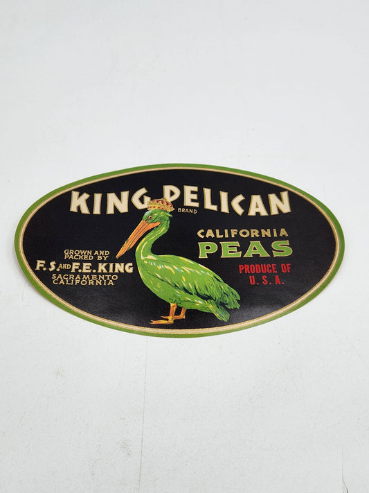 Mid-century King Pelican California Peas Label