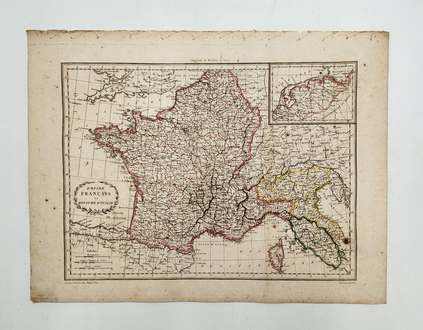 Historic Map 1812 of Napoleonic France 1st Empire Kingdom of Italy French Low Countries - Conrad Malte-Brun