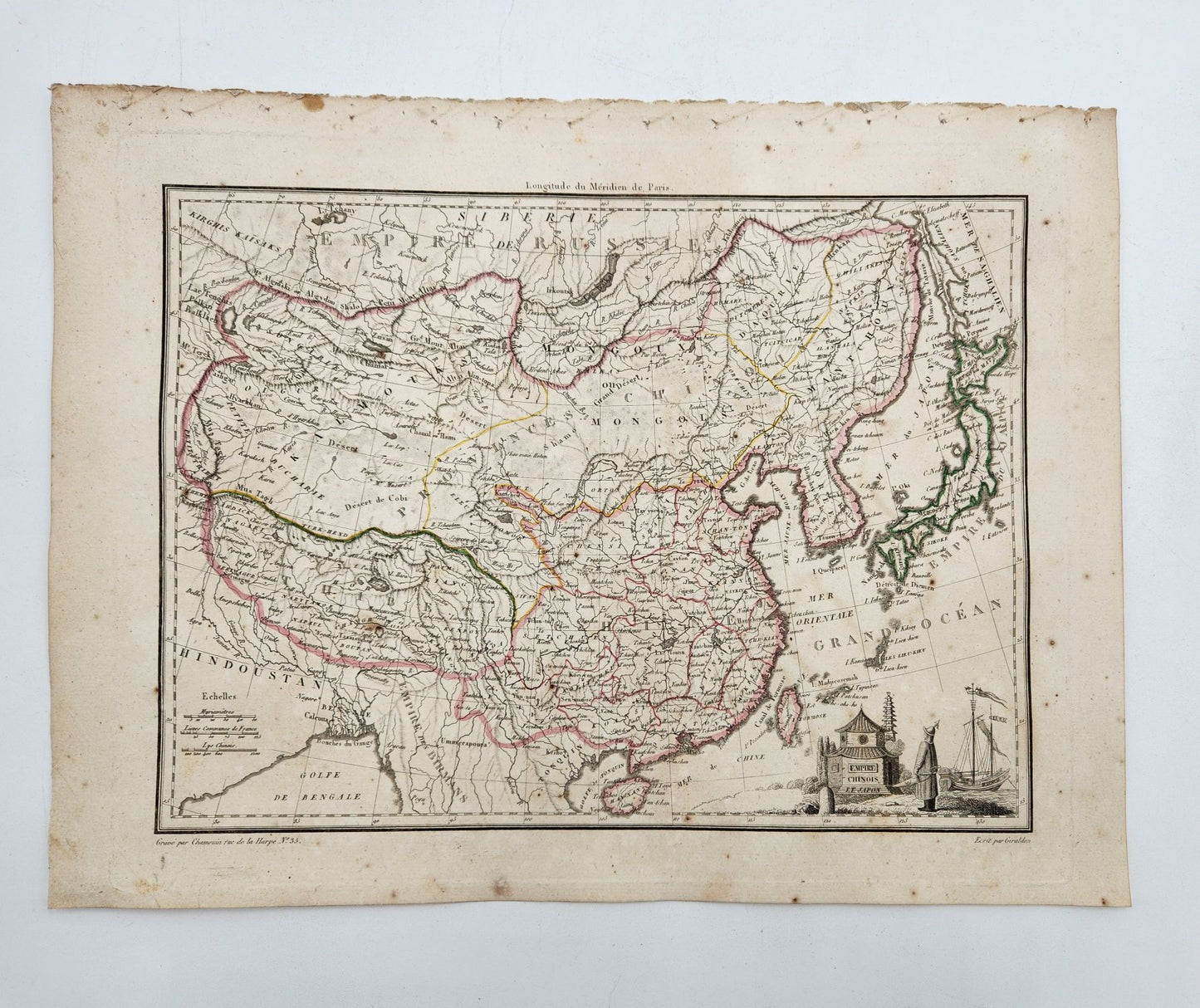 Historic Map - Empire Chinois et Japon/Map of China, Korea and Japan,Formosa and Hainan Islands, 1812, Conrad Malte-Brun