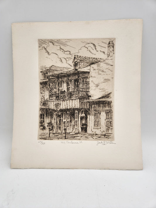 New Orleans 723 Talouse Street Jack R. Miller Etching 29/50 1981