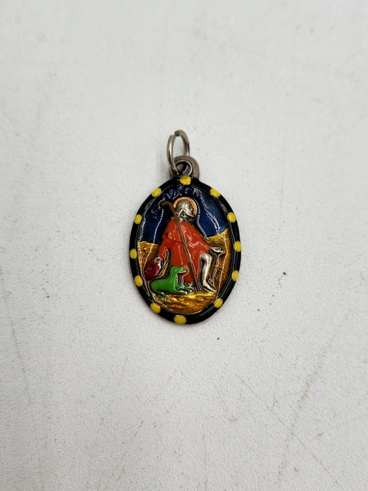 Saint Rocco, Patron of Dogs, Hand-Painted in New Orleans Saint Medal