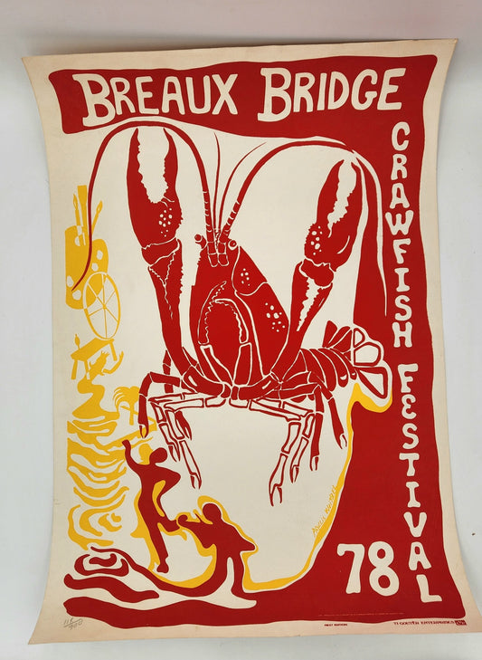 1978 Breaux Bridge Crawfish Festival 1978 - Numbered, First Edition Poster