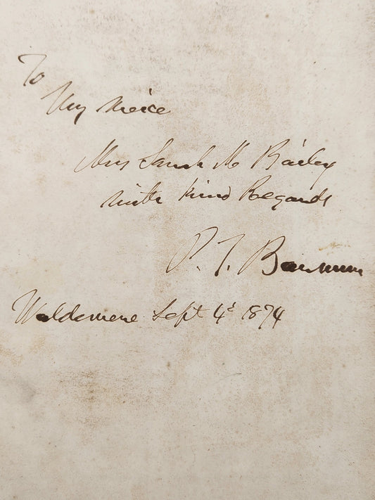 Memorial Book of Charity Barnum - Signed by P.T. Barnum to His Niece