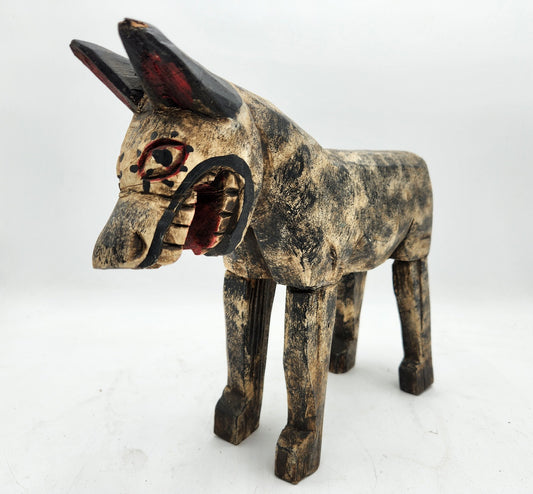 Hand caved wooden hyena/dog