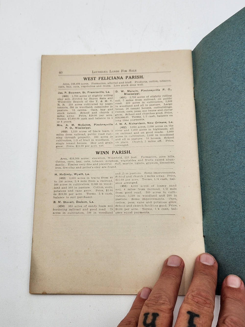 List of Louisiana Lands For Sale - January 1, 1917